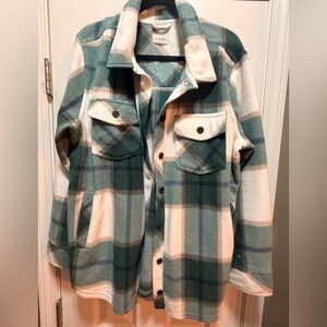 Plaid Button-Up Fleece Shacket
